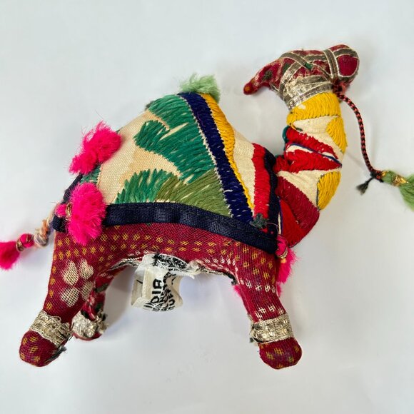 Vintage Hand Crafted Stuffed Raj Cotton Embroidered Camel Toys Made in India - Picture 9 of 11